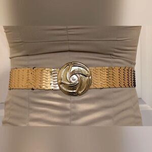 3/$30 Iconic 80s Vintage Gold Metal Scale Stretch Belt